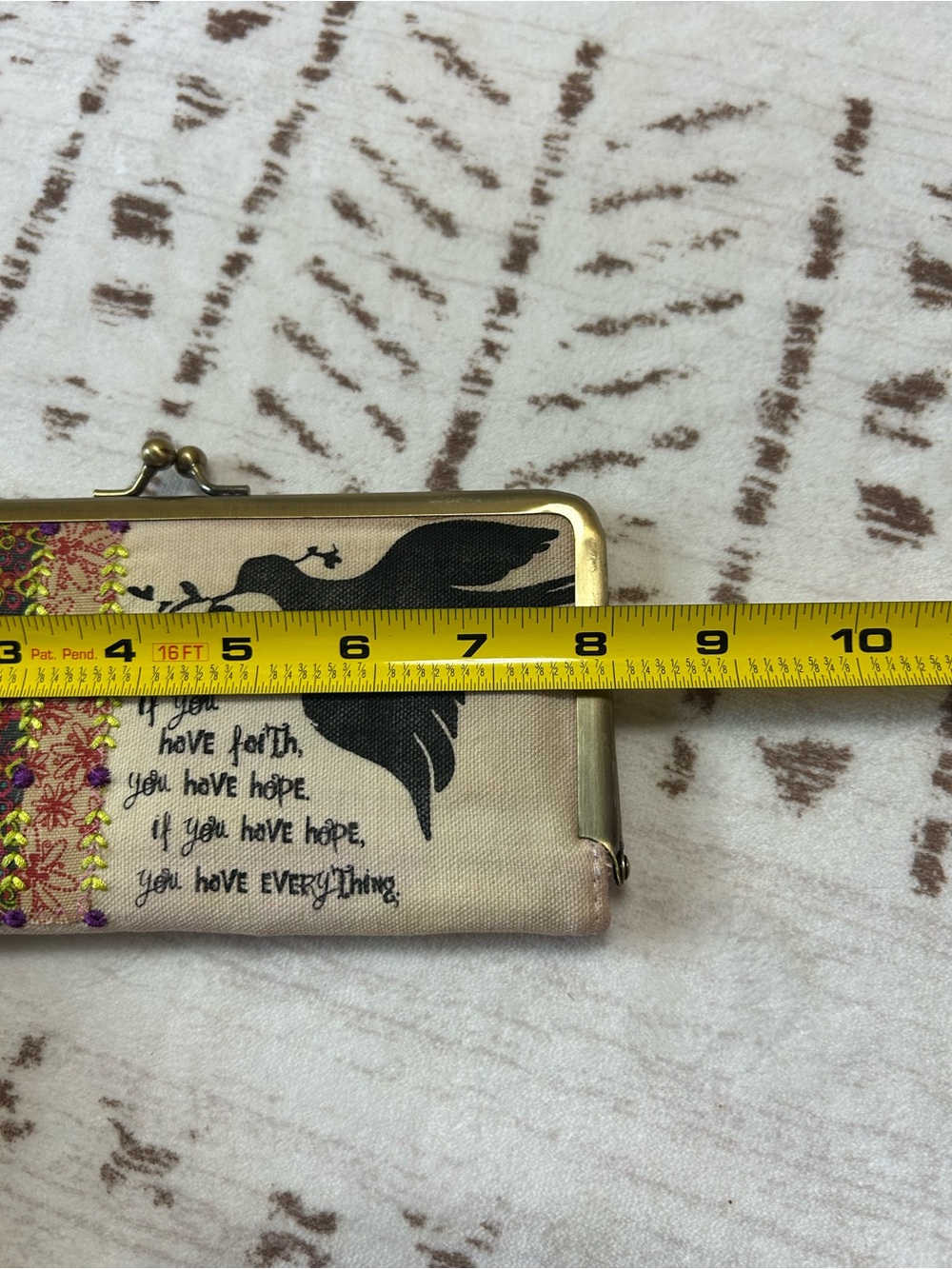 Natural Life Faith Hope Kiss Lock Wallet Clutch Bird Canvas Organizer - Picture 4 of 13